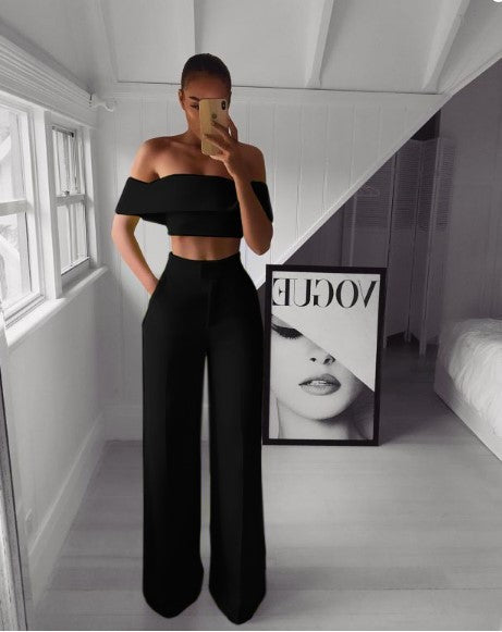 Cropped Top + Long Trousers Set