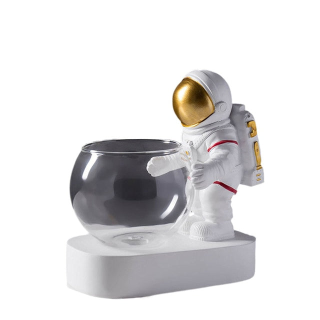 Nordic Astronaut Resin Decorative Flowerpot Ornaments Astronaut Flowerpot Astronaut Glass Vase Desk Vase Home Decor Accessories