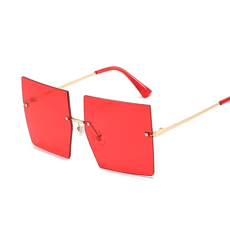 Oversized Rimless Square Sunglasses