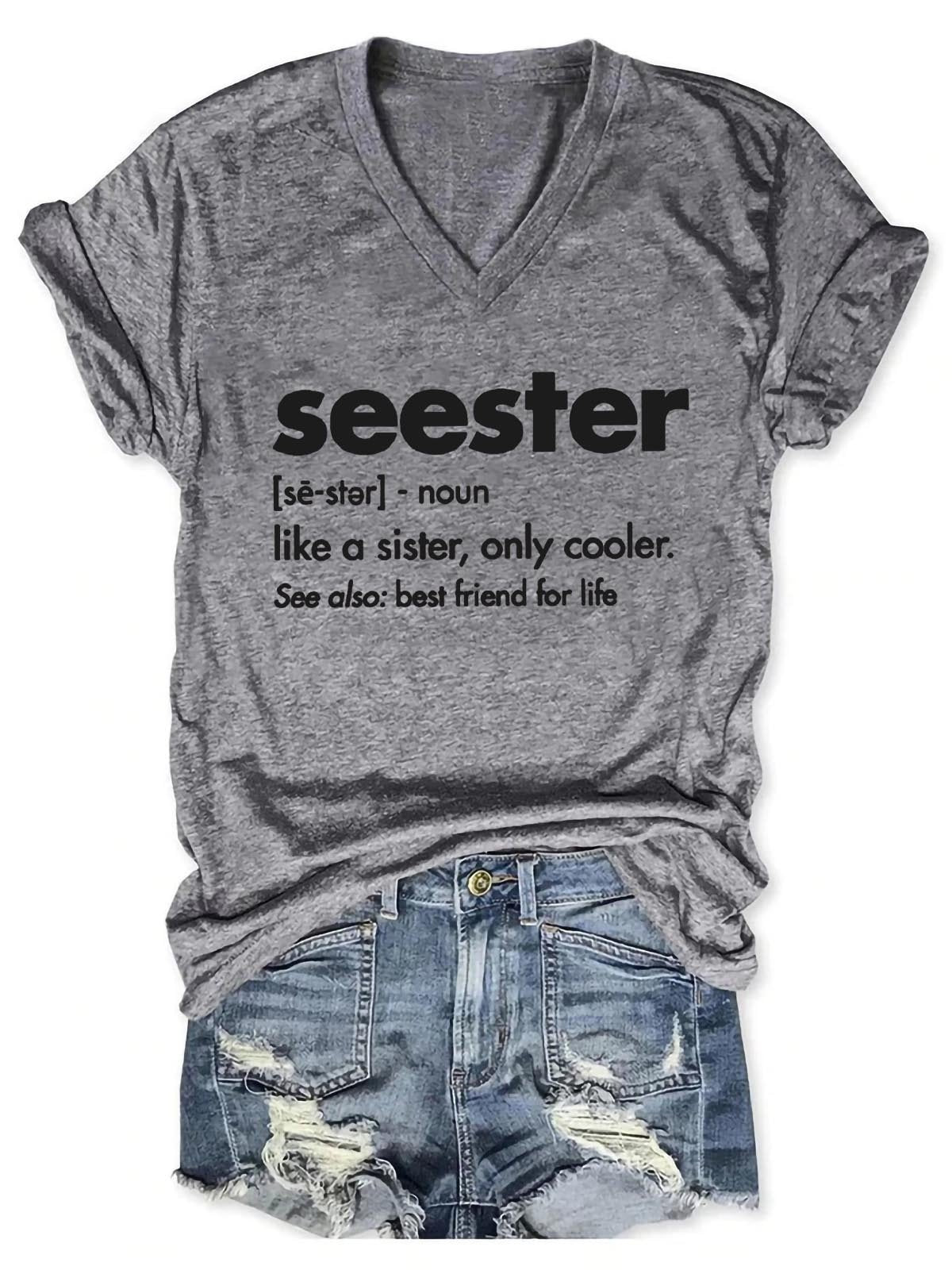 Seester Like A Sister V-Neck Shirt