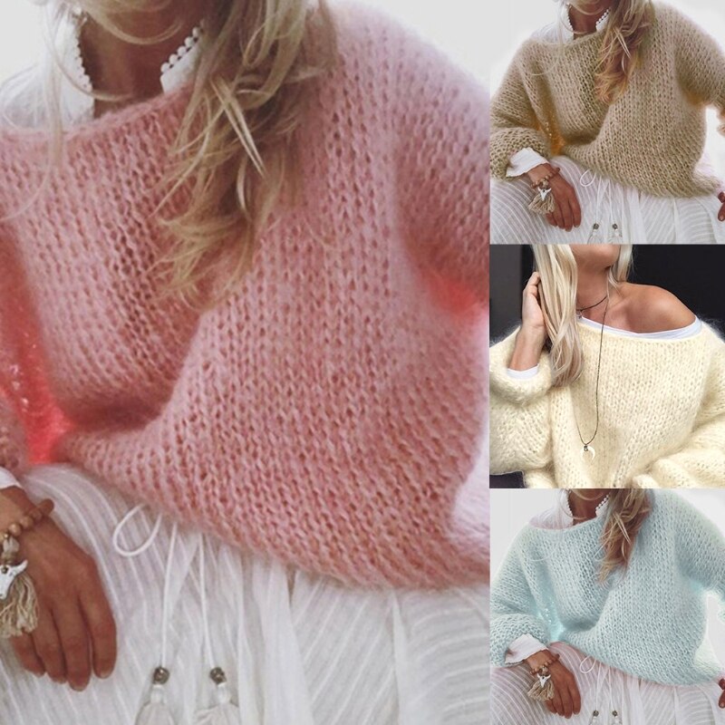 Women's Chunky Knitted Fluffy Pullover Tops