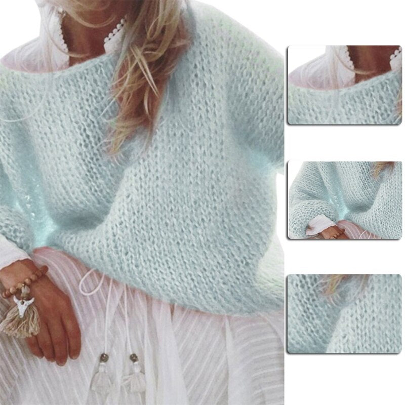 Women's Chunky Knitted Fluffy Pullover Tops